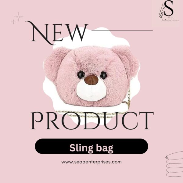 Adorable Teddy Design Sling Bag Shoulder Bag Cute Soft & Fluffy Teddy Bear Sling Bag For Kids Cute Shaped Side Bags Crossbody