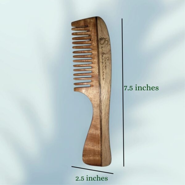 Kacchi Neem Wooden Comb Hair Growth Long Lastick Stylish Hair Comb Tool For Womens & Mens - Image 2