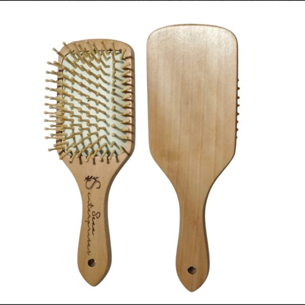 Wooden Hair Comb Curly Hair Paddle Brush Brown Regular Hair Comb Pack Of 1 - Image 2