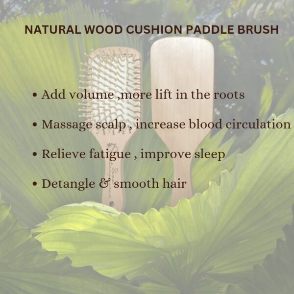 Wooden Hair Comb Curly Hair Paddle Brush Brown Regular Hair Comb Pack Of 1 - Image 5