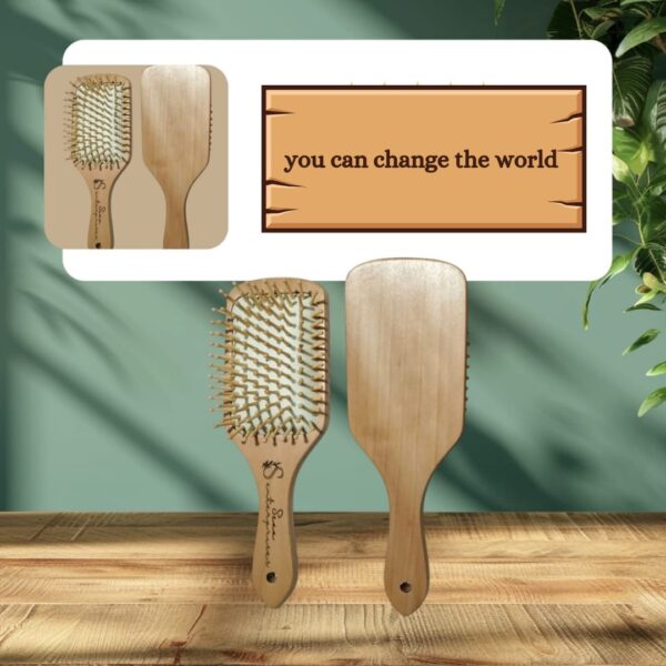 Wooden Hair Comb Curly Hair Paddle Brush Brown Regular Hair Comb Pack Of 1 - Image 4