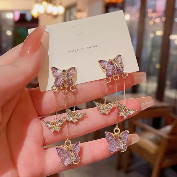 Butterfly Elegant Alloy Layered In Drop Earrings