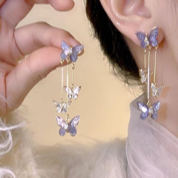 Butterfly Elegant Alloy Layered In Drop Earrings - Image 2