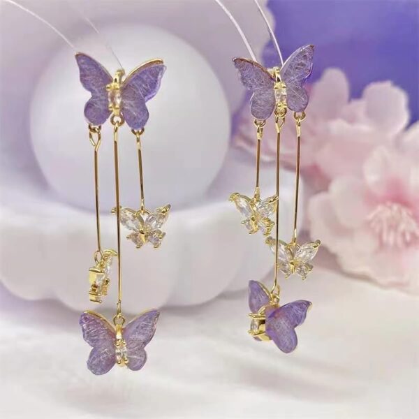 Butterfly Elegant Alloy Layered In Drop Earrings - Image 4