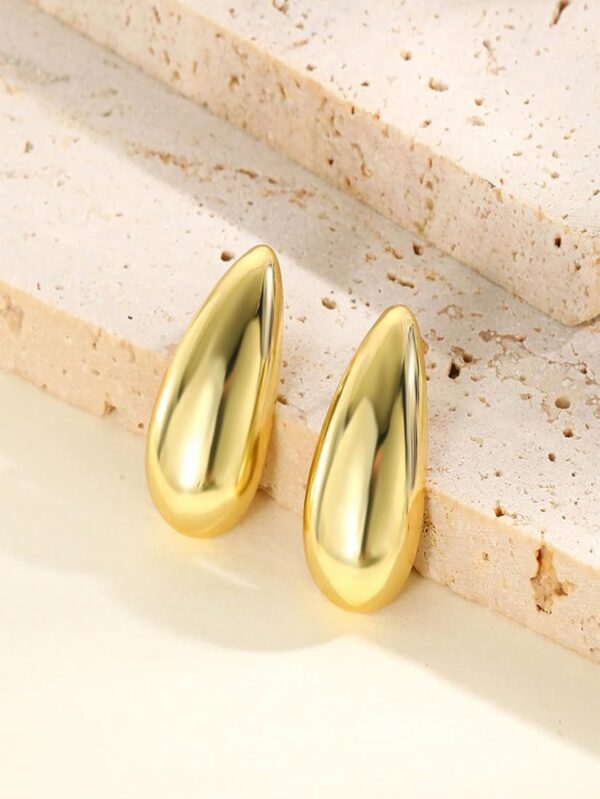 Korean Earrings For Women Girls Water Drop Celebrity Fashion Earring Trendy Stylish Fancy Tear Drop Earring Set Stud Earring Drops & Danglers Gold Gold Plated - Image 2