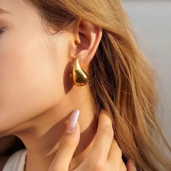 Korean Earrings For Women Girls Water Drop Celebrity Fashion Earring Trendy Stylish Fancy Tear Drop Earring Set Stud Earring Drops & Danglers Gold Gold Plated - Image 3