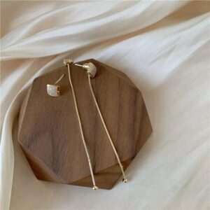 Square Long Tassel Earring Gold Platted Long Classic