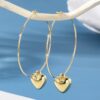 Heart Gold Twins Earring Long Round earring for Girls