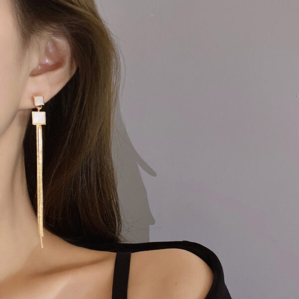 Long Chain Dangler Gold Plated Earring - Image 2