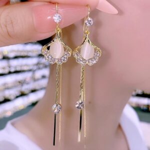 French Vintage Crystal Zircon Red Maple Leaf Earrings For Women Temperament Rhinestone Earrings Party Jewelry Gift,Style 14