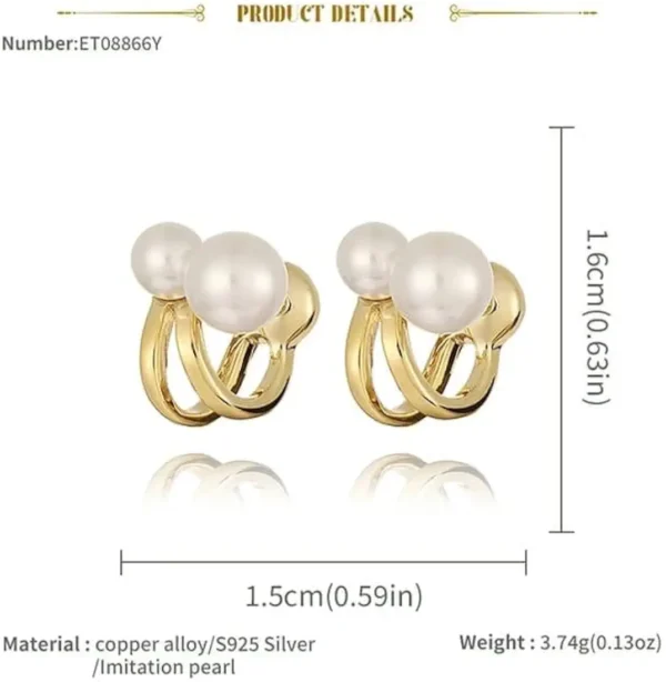 Elegant Retro Geometric Korean Fashion Gold Plated Pearl Earring Stud for women - Image 5
