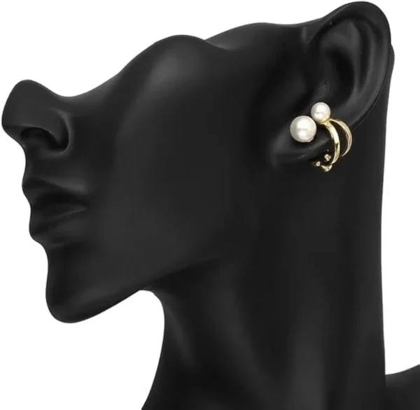 Elegant Retro Geometric Korean Fashion Gold Plated Pearl Earring Stud for women - Image 4