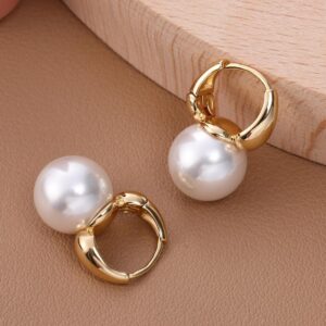 Elegant Pearl Earrings for Women Hoop Earrings Set Dainty Design Safe Material for Mother's Day Valentine's Day Present