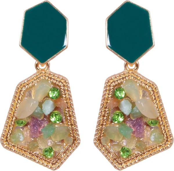 Seaa's Fashion Indian Bollywood Western Golden Elegant Druzy Light Brown Dangler Earrings for women/girls - Image 5