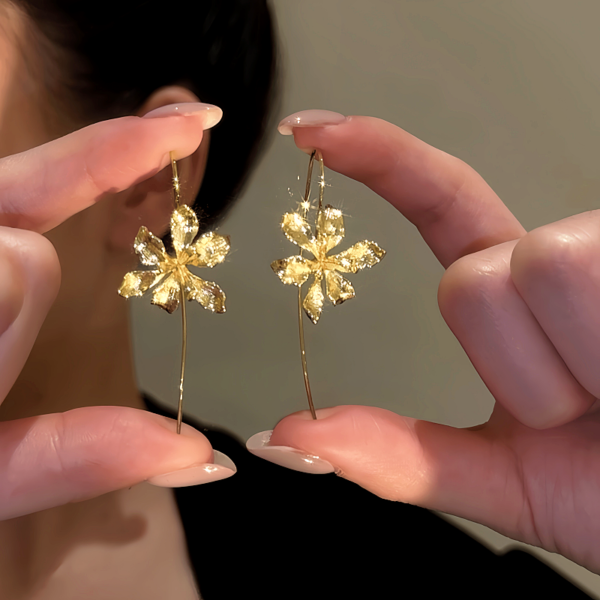 Pure 92.5 Sterling Silver Golden Bloom Earrings | Classic and Beautiful Earrings for Girls and Women | 925 Hallmarked | Gift for Girls and Women - Image 3