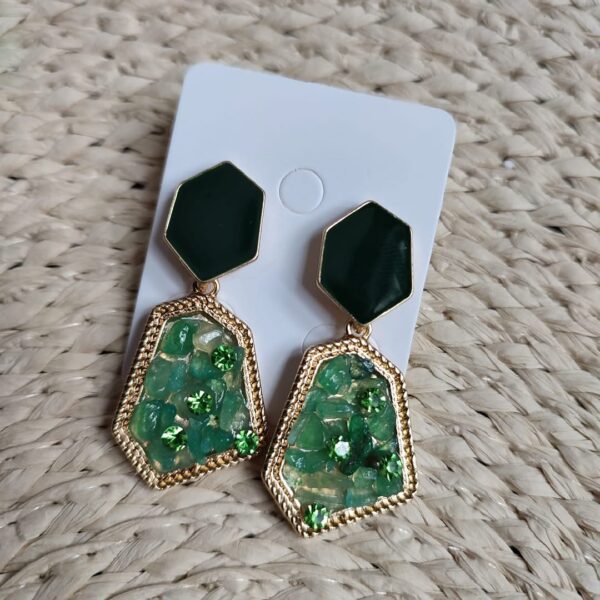 Seaa's Fashion Indian Bollywood Western Golden Elegant Druzy Light Brown Dangler Earrings for women/girls - Image 2