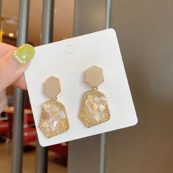 Pair of S925 Silver Needle Earrings Designed By Female Fashion Retro Niche Inlaid With Gravel Earrings Web Celebrity Advanced Earrings (White) - Image 5