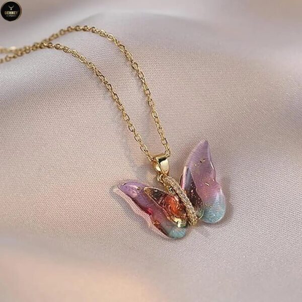 Butterfly Pendant Necklace for Women & Girls Stylish Golden Necklace | Neck Chain | Locket | Modern Design | Birthday & Special Occassion Gift Aesthetic Jewellery Accessories anti tarnish - Image 6