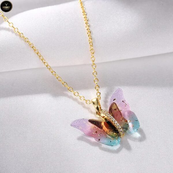 Butterfly Pendant Necklace for Women & Girls Stylish Golden Necklace | Neck Chain | Locket | Modern Design | Birthday & Special Occassion Gift Aesthetic Jewellery Accessories anti tarnish - Image 8