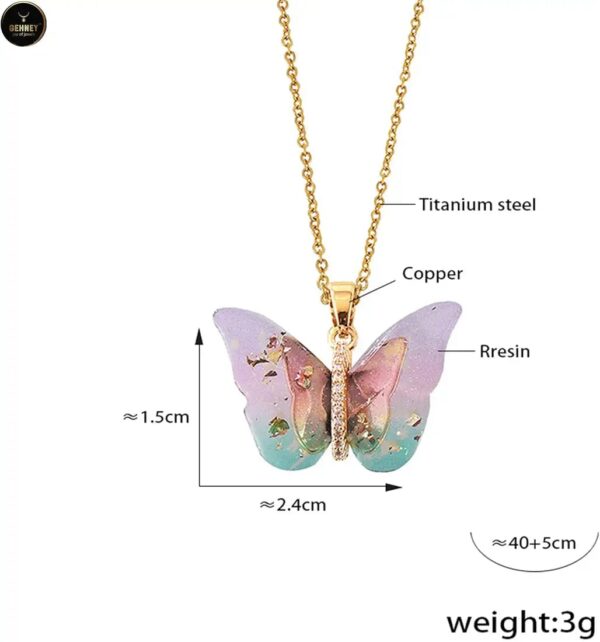 Butterfly Pendant Necklace for Women & Girls Stylish Golden Necklace | Neck Chain | Locket | Modern Design | Birthday & Special Occassion Gift Aesthetic Jewellery Accessories anti tarnish - Image 7