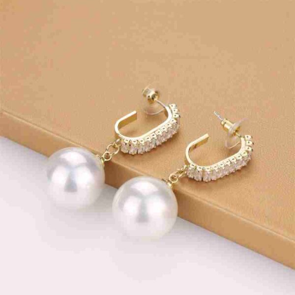 Earrings For Women Rose Gold Toned Crystal Studded Pearl Hanging Drop Earrings For Women and Girls - Image 6