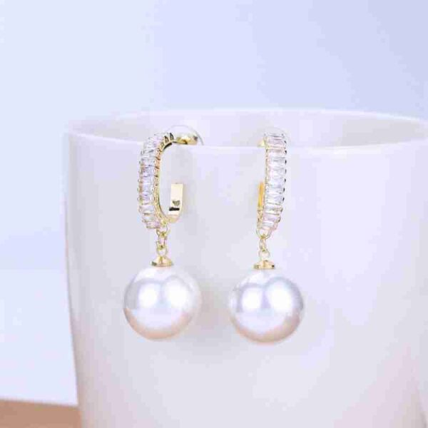 Earrings For Women Rose Gold Toned Crystal Studded Pearl Hanging Drop Earrings For Women and Girls
