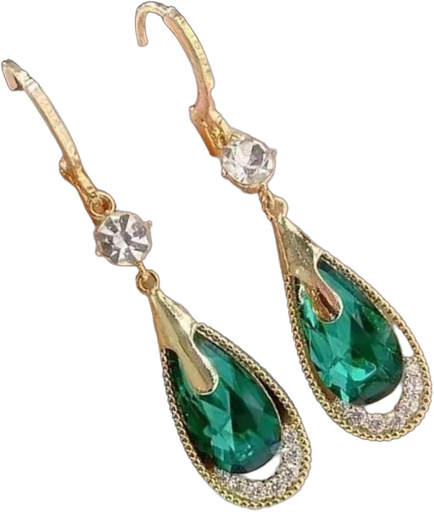 Emerald-Inspired Green Crystal Drop Earrings | Elegant Statement Jewelry for All Occasions - Image 2