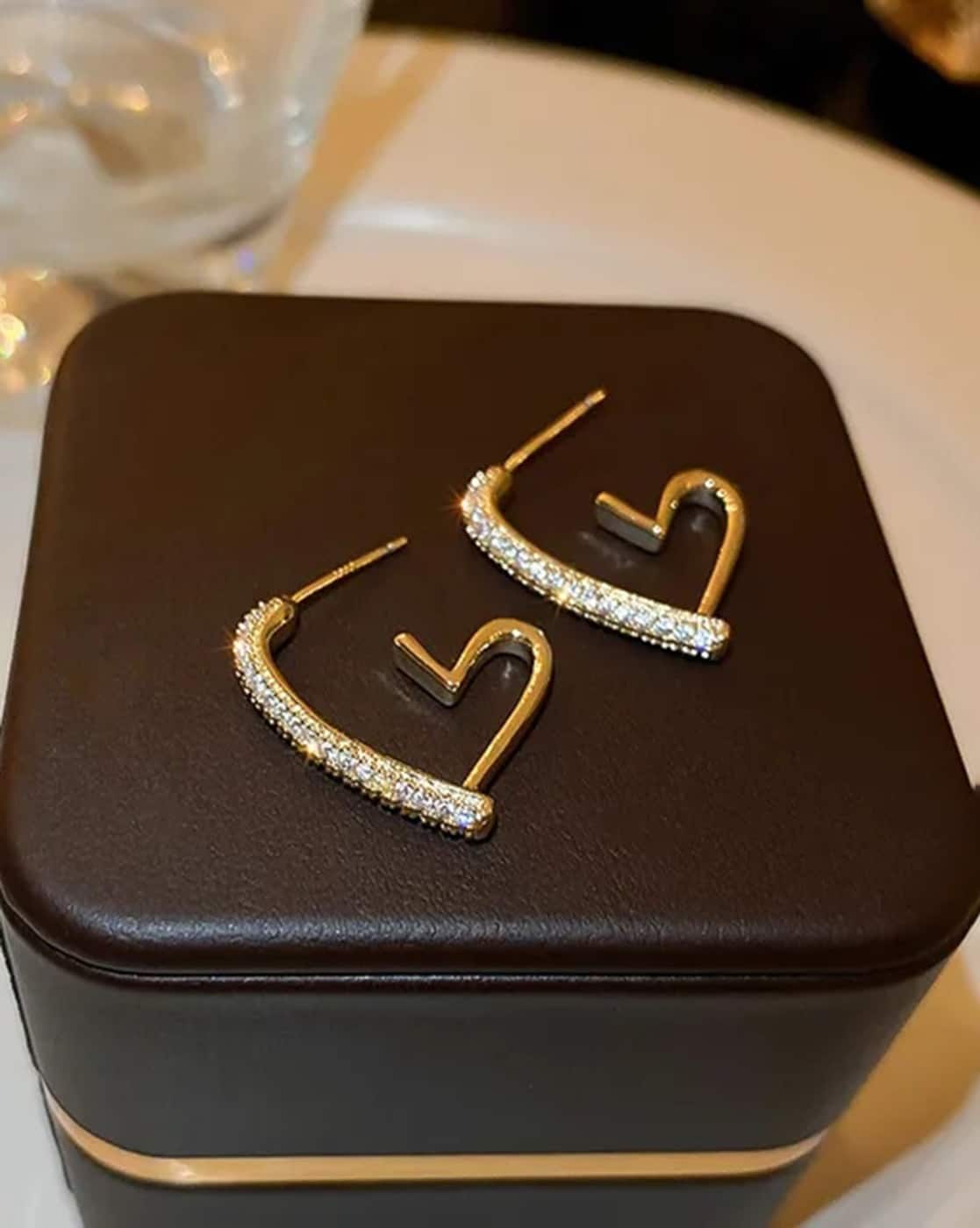 Seaa Gold-Toned Half Heart Hoop Earrings – Elegant & Contemporary Design - Image 6