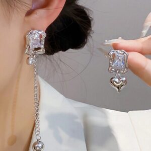 Diamond-Shaped Crystal Drop Earrings | Elegant Party Wear Jewelry | Lightweight & Hypoallergenic