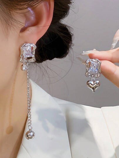 Diamond-Shaped Crystal Drop Earrings | Elegant Party Wear Jewelry | Lightweight & Hypoallergenic