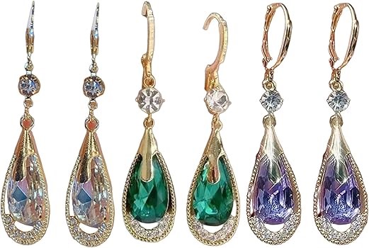 Emerald-Inspired Green Crystal Drop Earrings | Elegant Statement Jewelry for All Occasions - Image 3