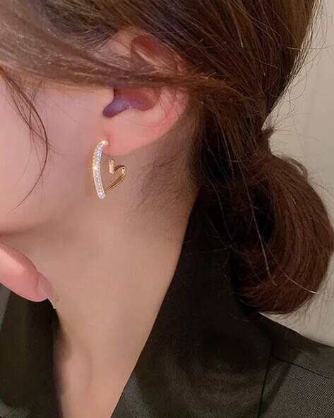 Seaa Gold-Toned Half Heart Hoop Earrings – Elegant & Contemporary Design - Image 4