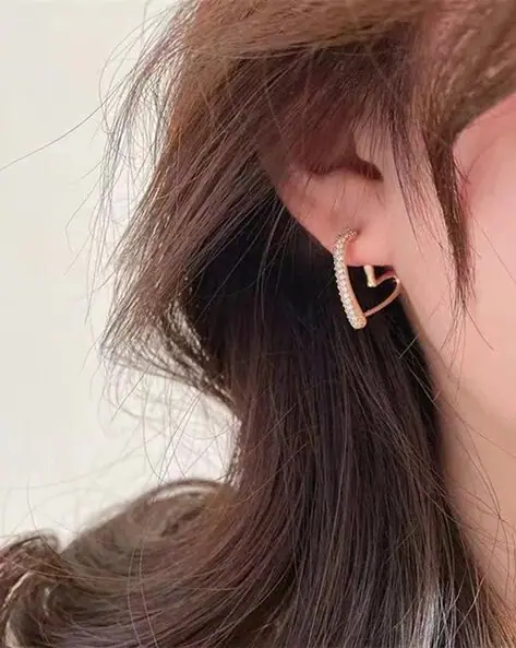 Seaa Gold-Toned Half Heart Hoop Earrings – Elegant & Contemporary Design - Image 5