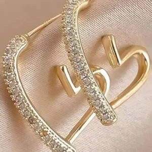 Seaa Gold-Toned Half Heart Hoop Earrings – Elegant & Contemporary Design