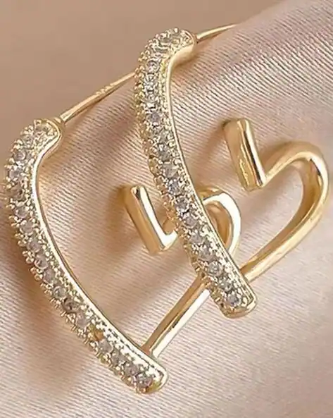 Seaa Gold-Toned Half Heart Hoop Earrings – Elegant & Contemporary Design