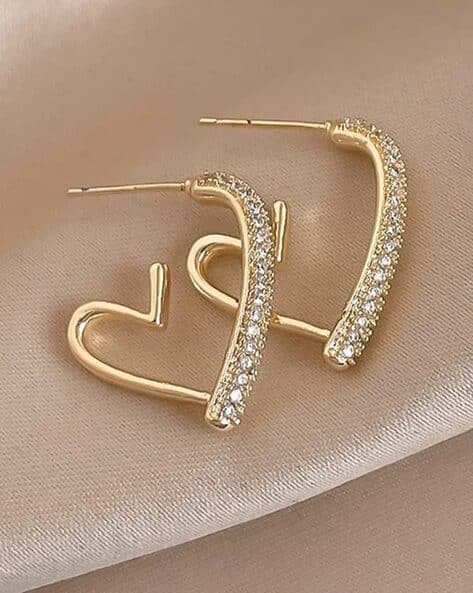 Seaa Gold-Toned Half Heart Hoop Earrings – Elegant & Contemporary Design - Image 2