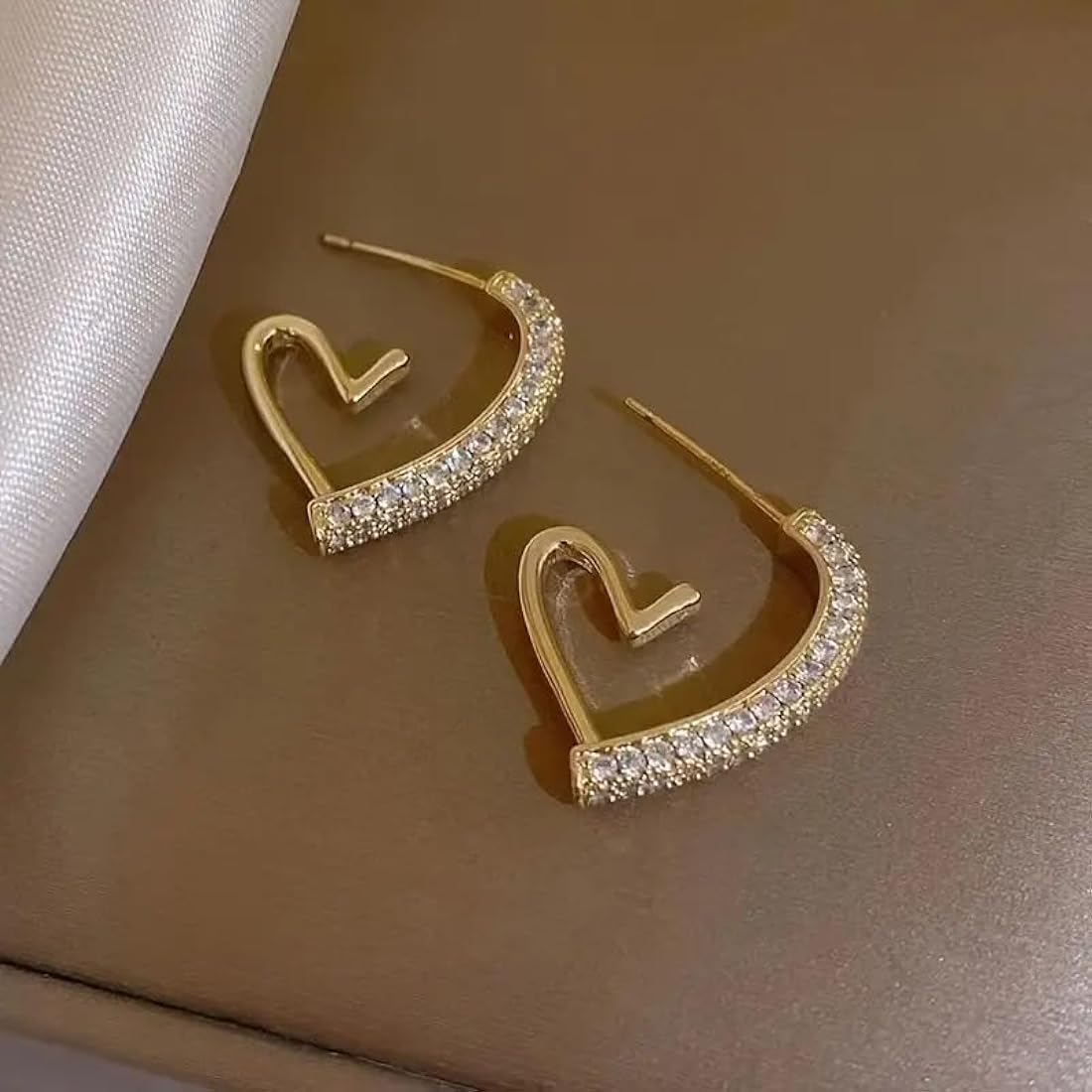 Seaa Gold-Toned Half Heart Hoop Earrings – Elegant & Contemporary Design - Image 7