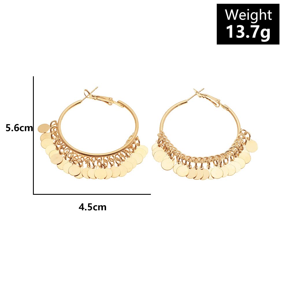Elegant Gold-Toned Coin Hoop Earrings | Timeless Ethnic Jewelry for Modern Women - Image 5