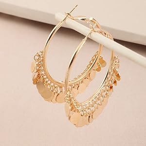 Elegant Gold-Toned Coin Hoop Earrings | Timeless Ethnic Jewelry for Modern Women - Image 4