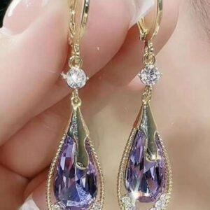 Royal Purple Crystal Drop Earrings | Elegant Statement Jewelry for Women | Party & Festive Wear