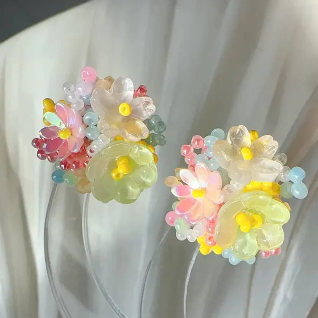 Yellow Pearly Flower Earrings – Bloom with Elegance & Shine - Image 5