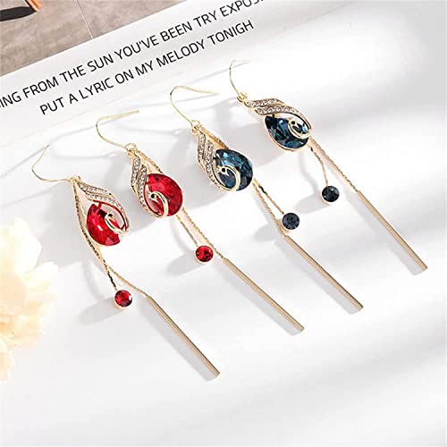 Blue Peacock Crystal Drop Earrings - Image 7