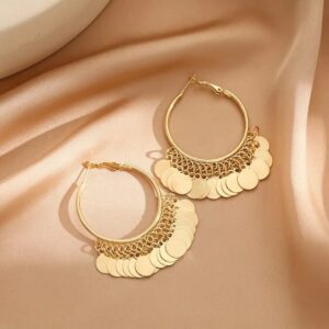 Elegant Gold-Toned Coin Hoop Earrings | Timeless Ethnic Jewelry for Modern Women