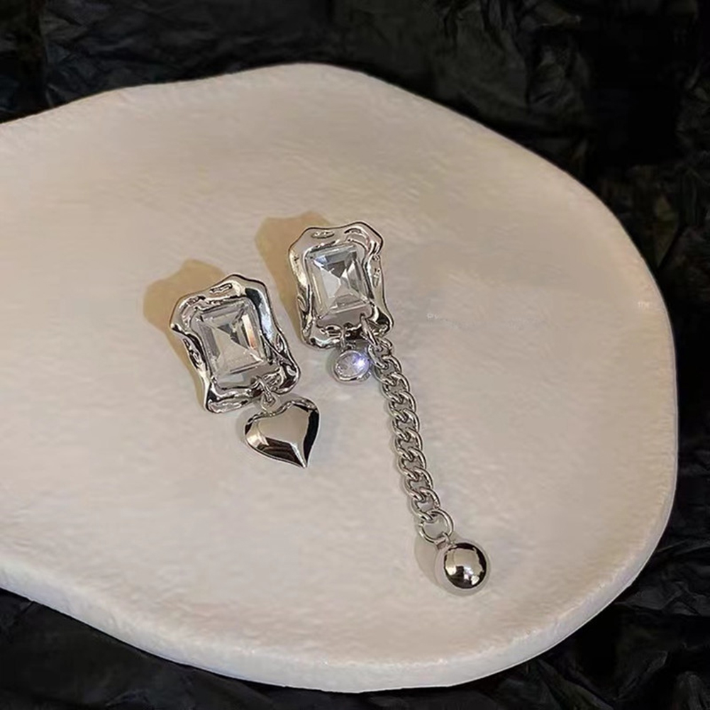 Diamond-Shaped Crystal Drop Earrings | Elegant Party Wear Jewelry | Lightweight & Hypoallergenic - Image 2