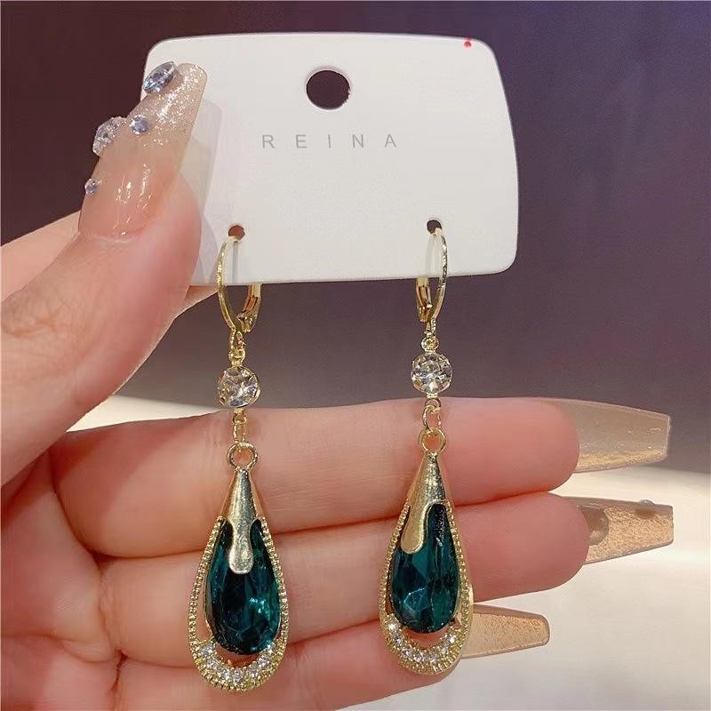 Emerald-Inspired Green Crystal Drop Earrings | Elegant Statement Jewelry for All Occasions - Image 5